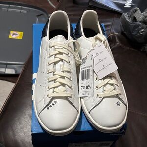 adidas Women's White and navy likited edition stan smith by ec Athletic Shoes